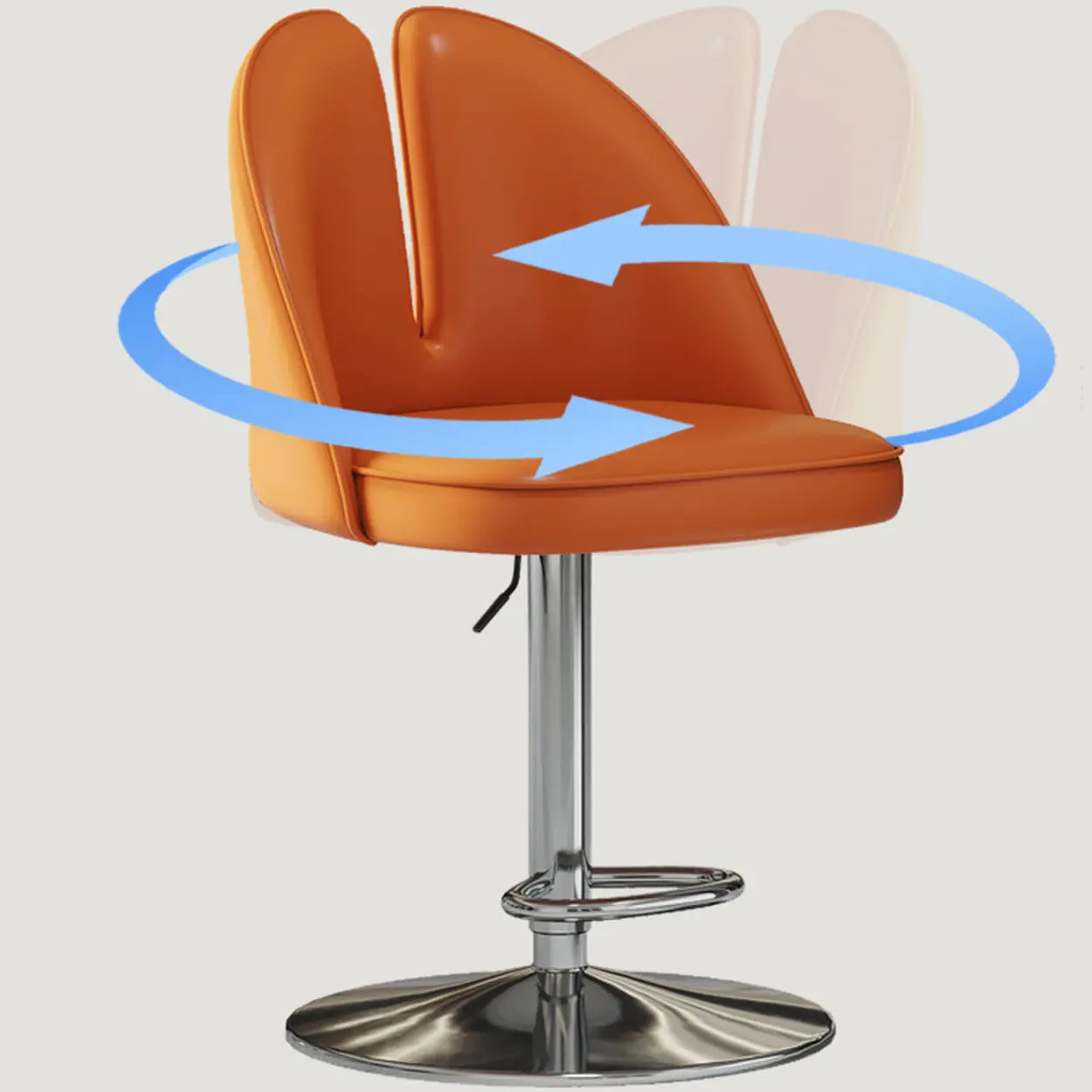 Glam Gray Swivel Leather Bar Stool with Back — Orange / Gold