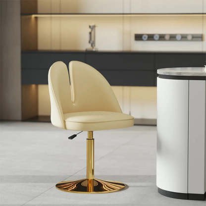 Glam Gray Swivel Leather Bar Stool with Back — Dark Gray / Black