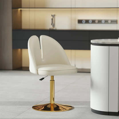 Glam Gray Swivel Leather Bar Stool with Back — Dark Gray / Black