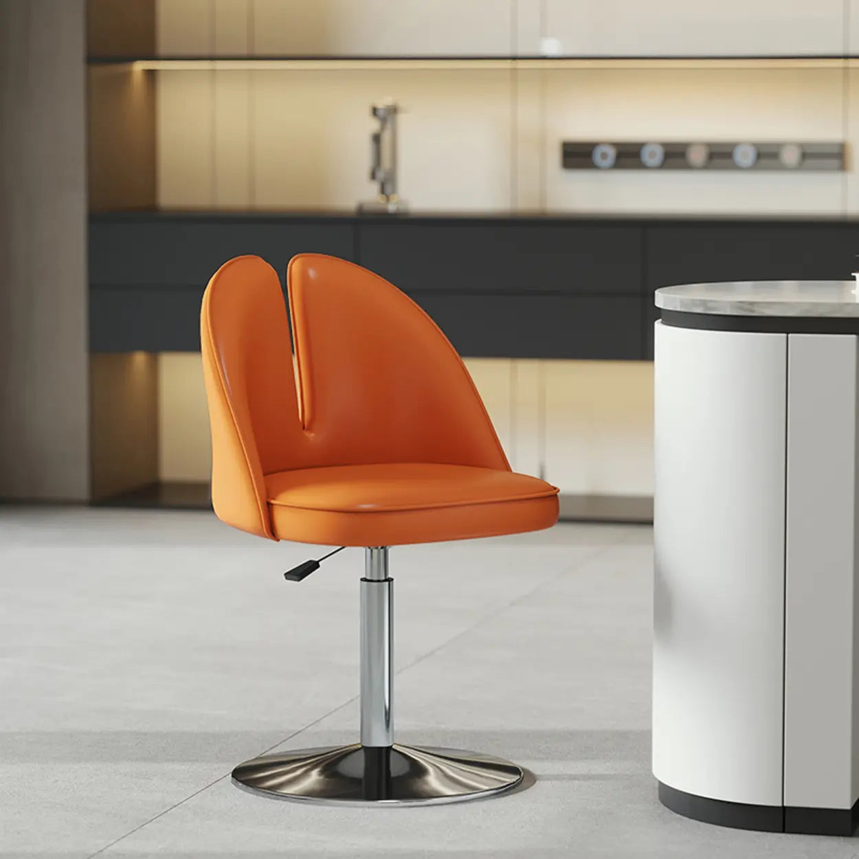 Glam Gray Swivel Leather Bar Stool with Back — Coffee / Black