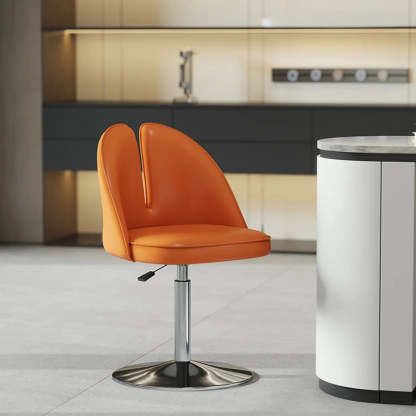 Glam Gray Swivel Leather Bar Stool with Back — Coffee / Black