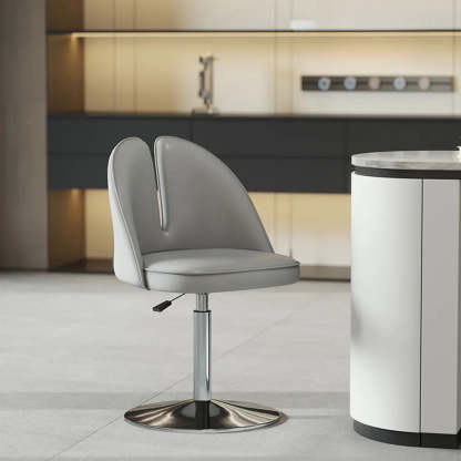 Glam Gray Swivel Leather Bar Stool with Back — Coffee / Black