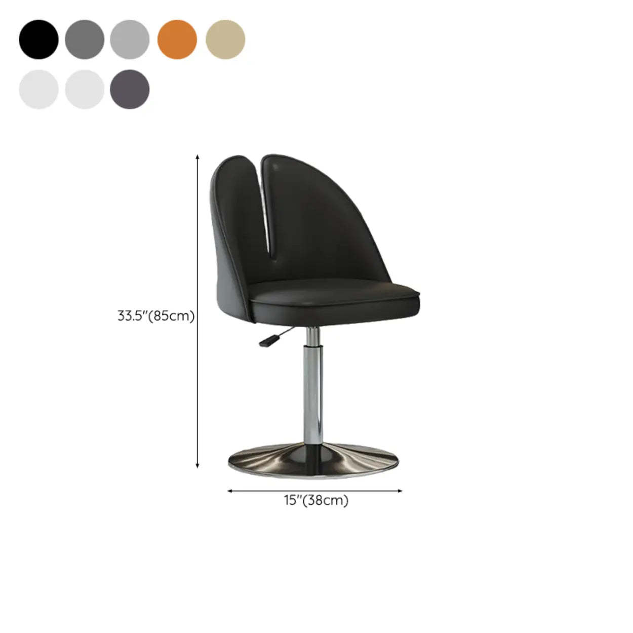 Glam Gray Swivel Leather Bar Stool with Back