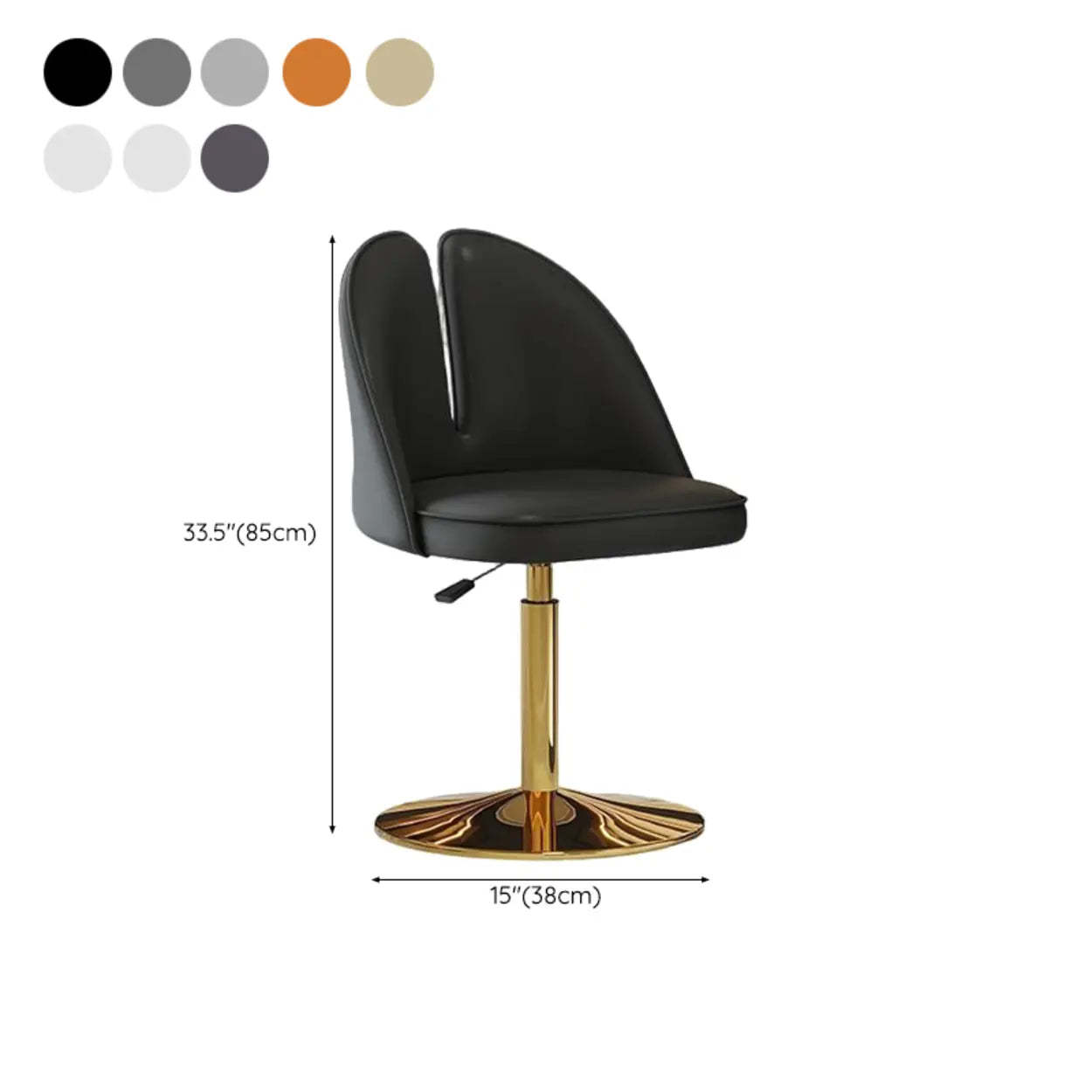 Glam Gray Swivel Leather Bar Stool with Back