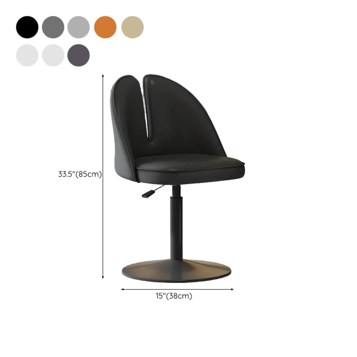Glam Gray Swivel Leather Bar Stool with Back