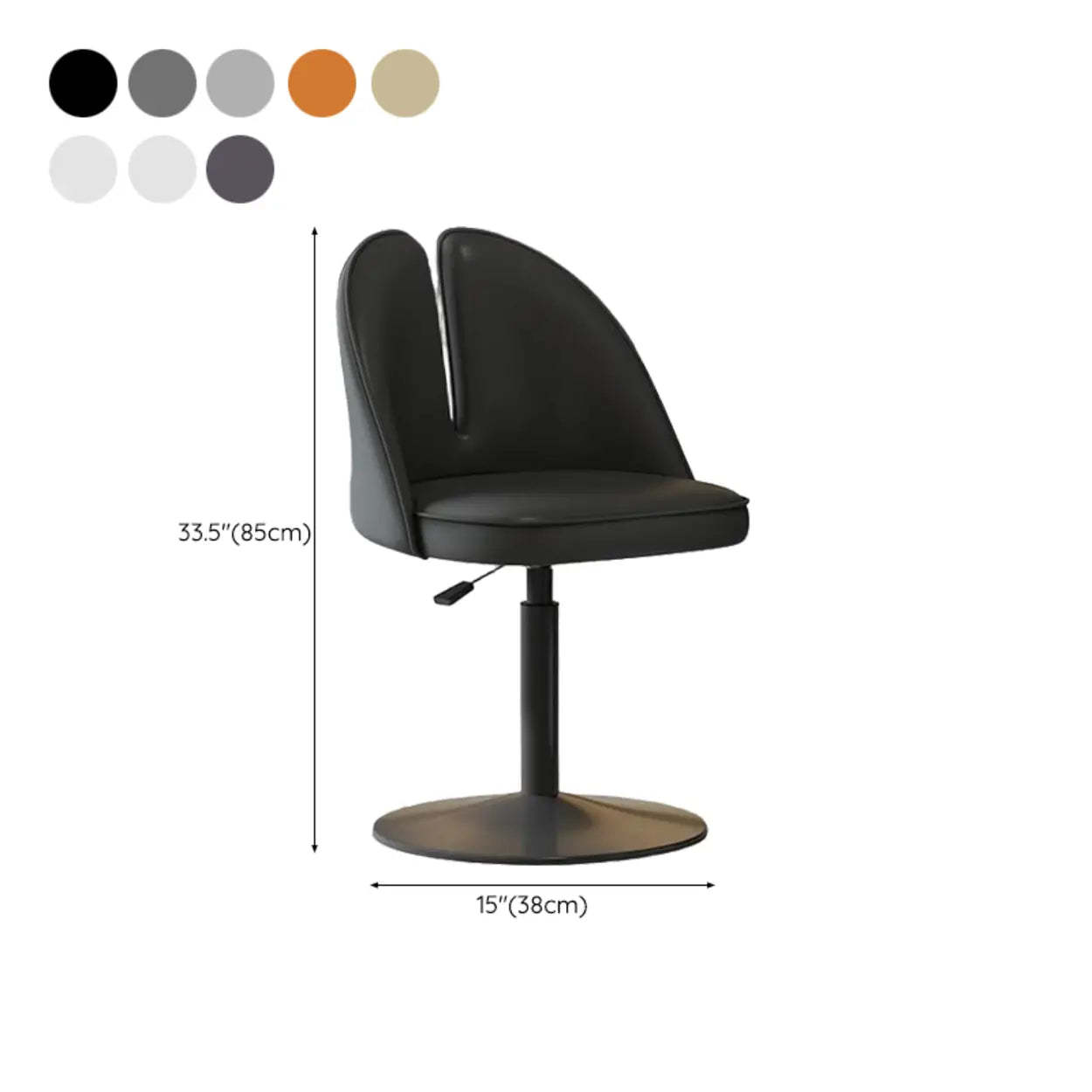 Glam Gray Swivel Leather Bar Stool with Back