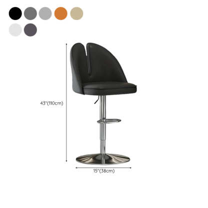 Glam Gray Swivel Leather Bar Stool with Back
