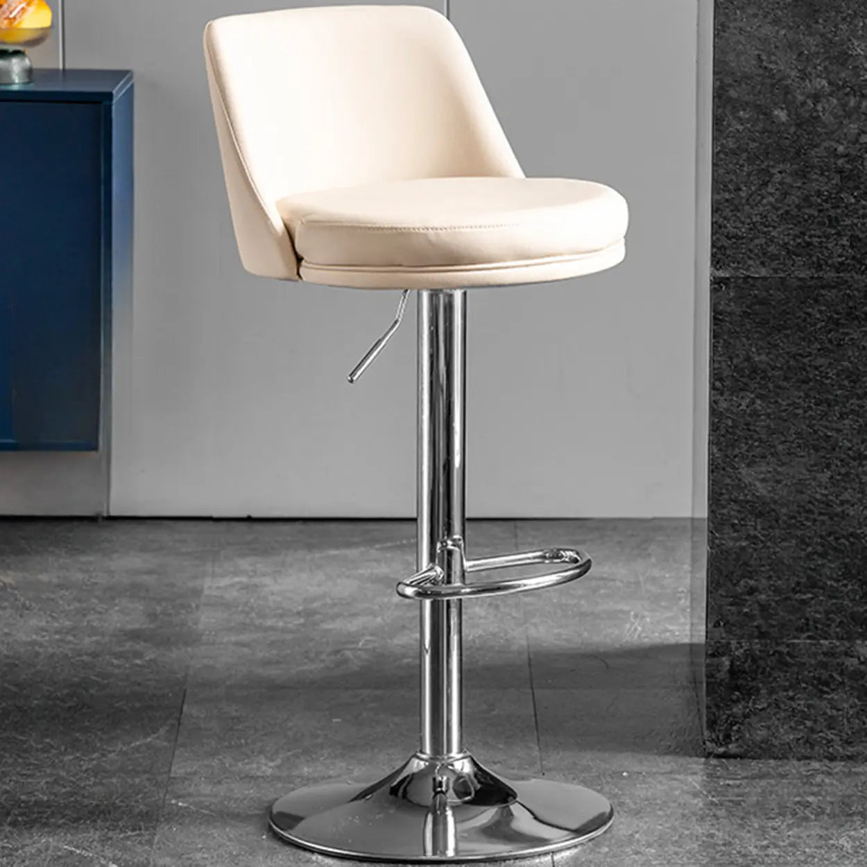 Glam Leather Adjustable Swivel Bar Stool — Green / Gold