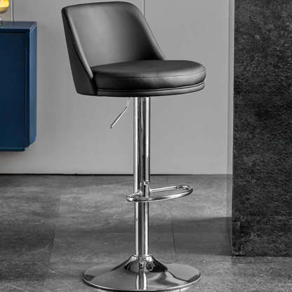 Glam Leather Adjustable Swivel Bar Stool — Orange / Black
