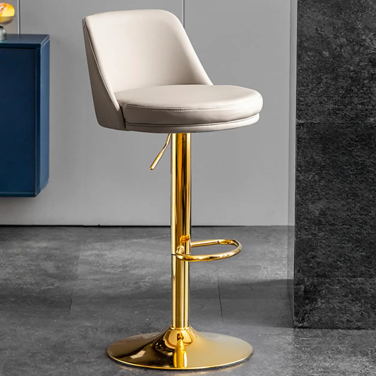 Glam Leather Adjustable Swivel Bar Stool