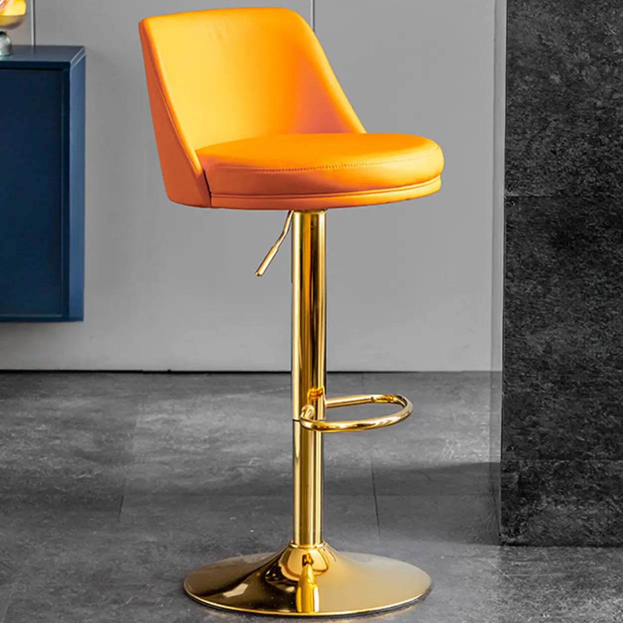 Glam Leather Adjustable Swivel Bar Stool