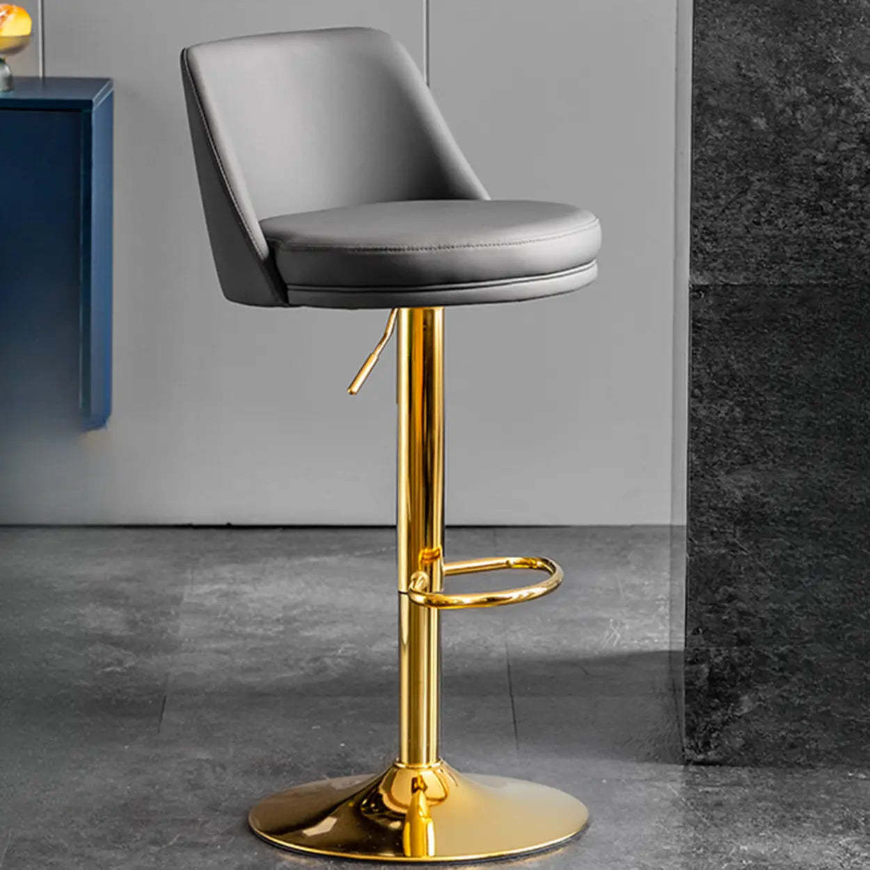 Glam Leather Adjustable Swivel Bar Stool