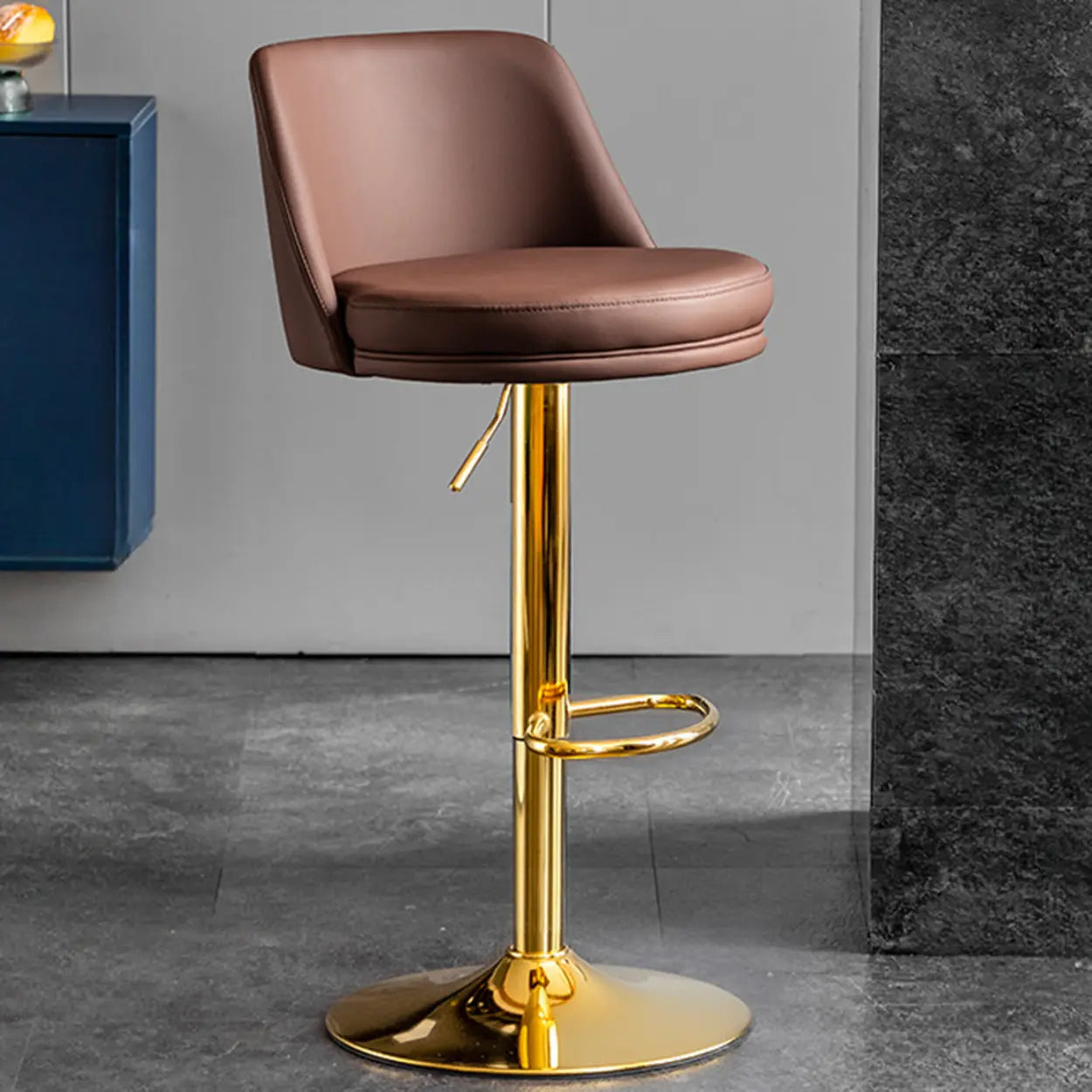 Glam Leather Adjustable Swivel Bar Stool