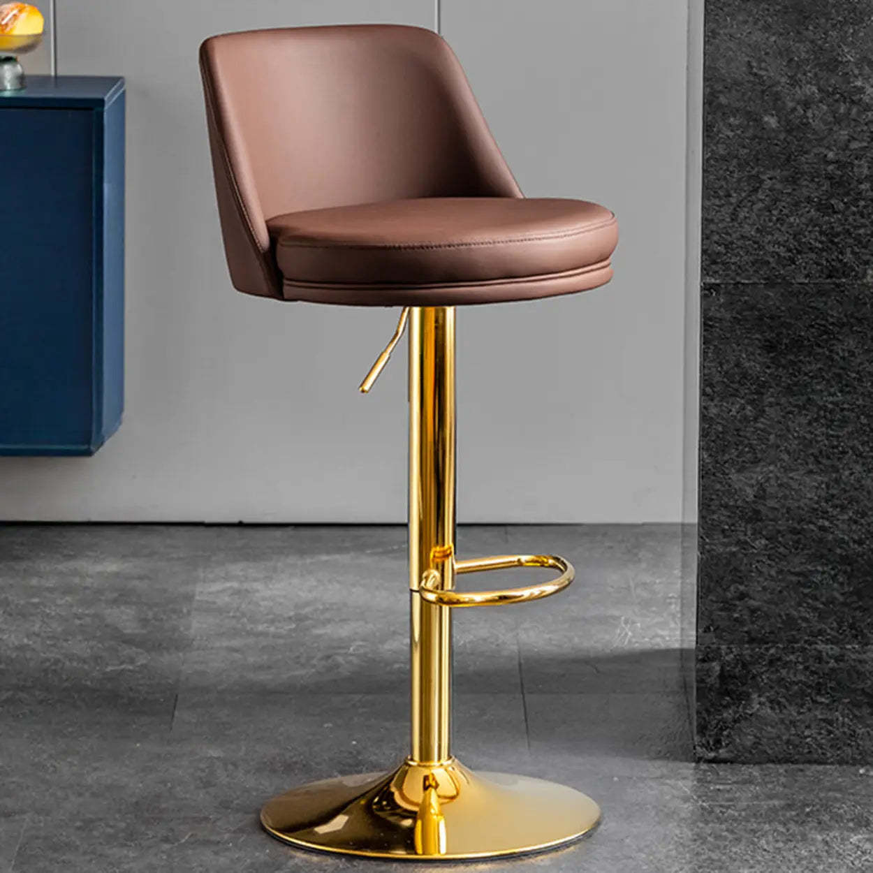 Glam Leather Adjustable Swivel Bar Stool