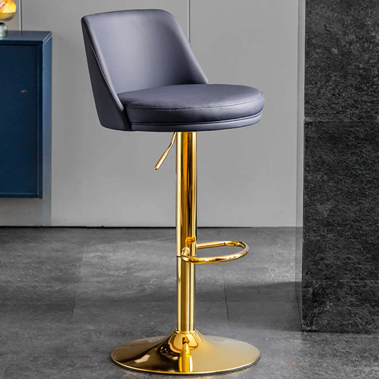 Glam Leather Adjustable Swivel Bar Stool