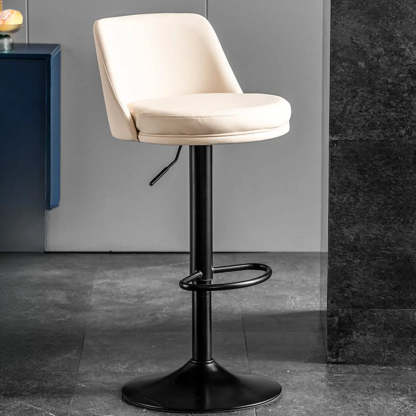 Glam Leather Adjustable Swivel Bar Stool — Black / Gold