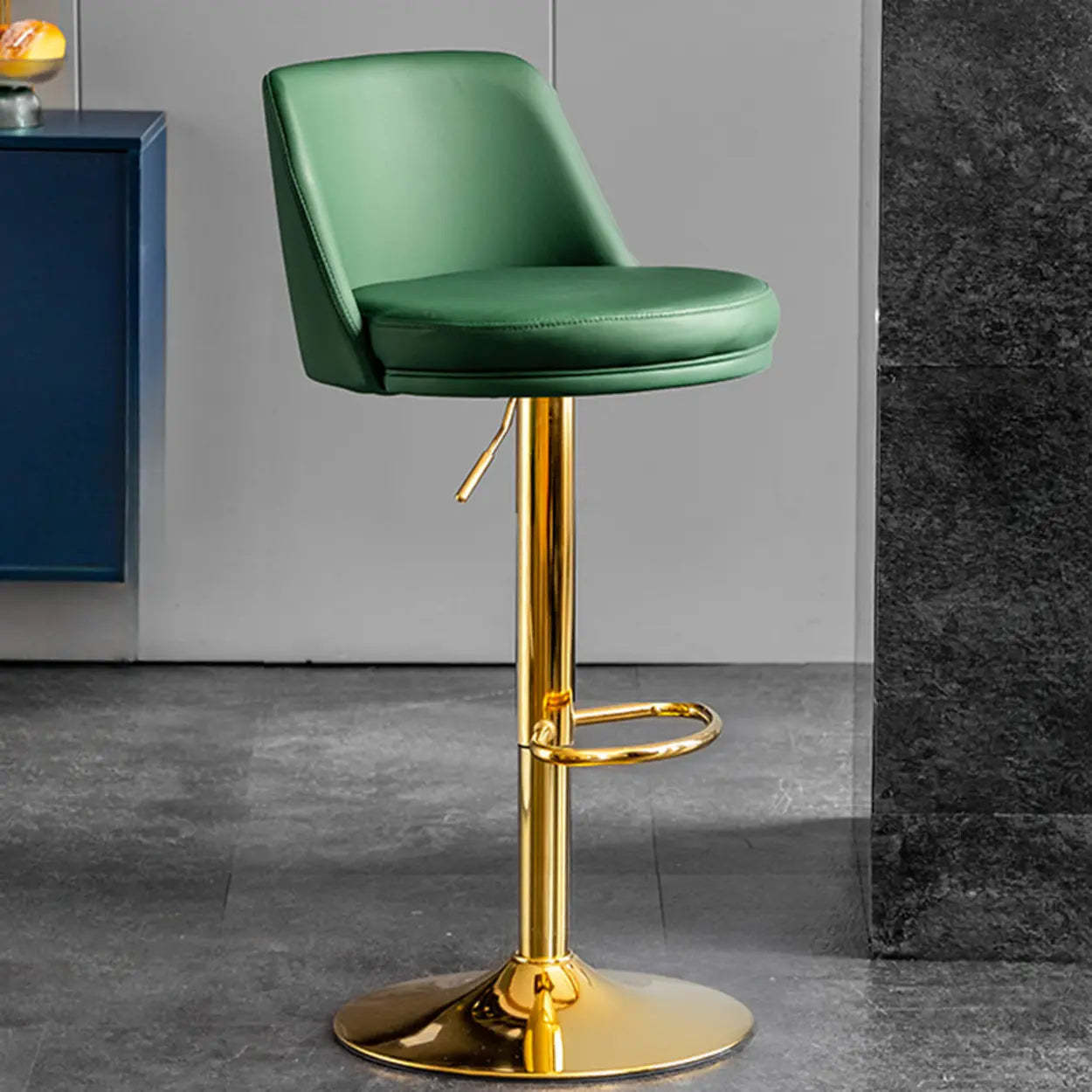 Glam Leather Adjustable Swivel Bar Stool