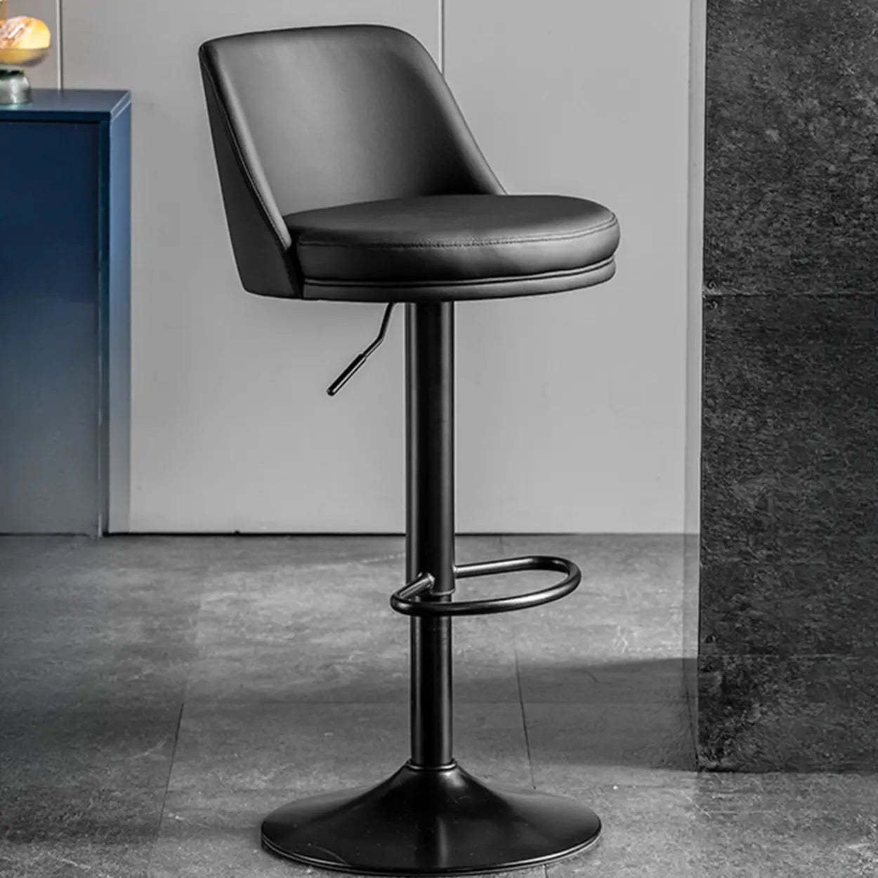 Lighom luxury black bar & counter stools in leather