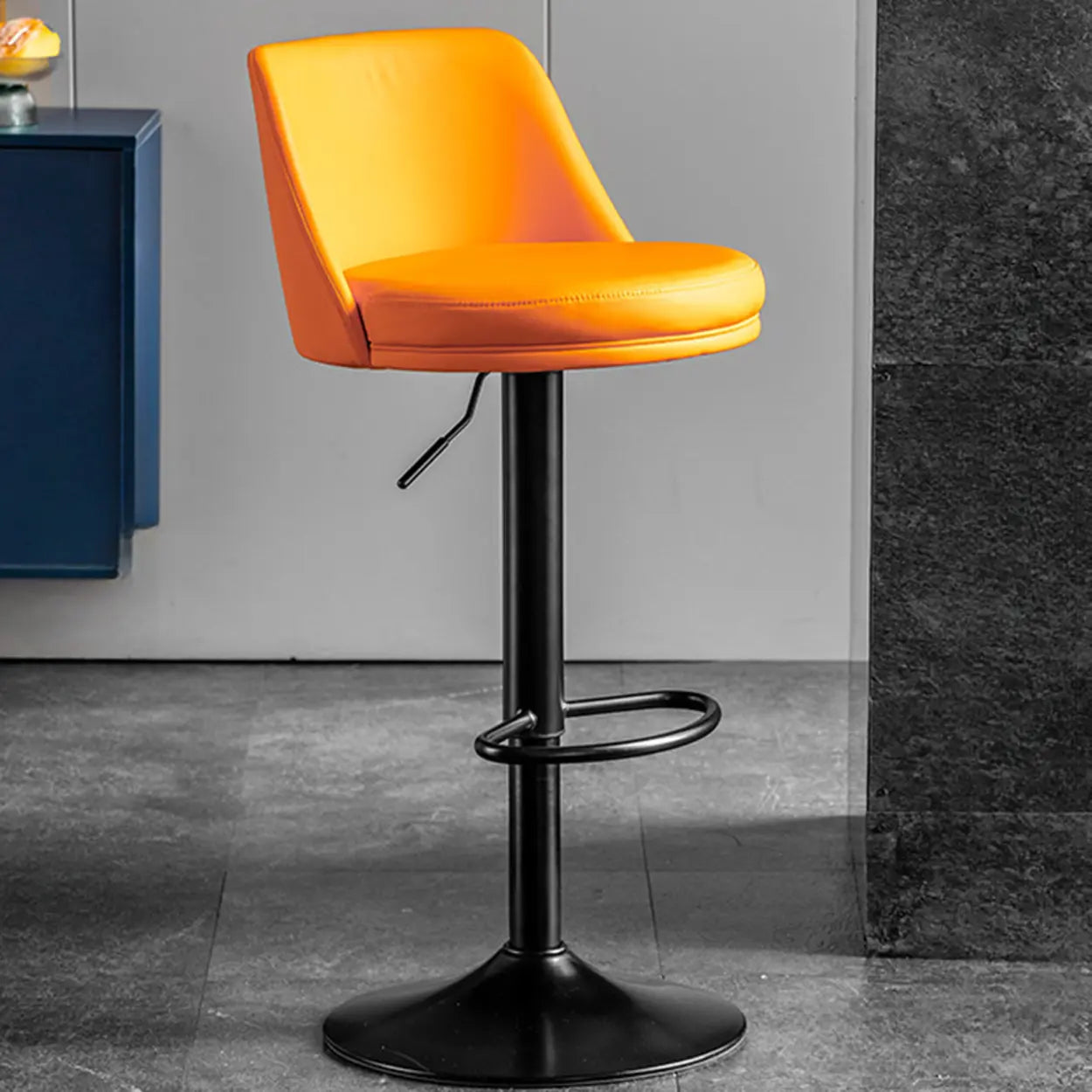 Glam Leather Adjustable Swivel Bar Stool — Brown / Black