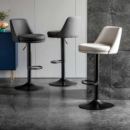 Glam Leather Adjustable Swivel Bar Stool — Brown / Gold