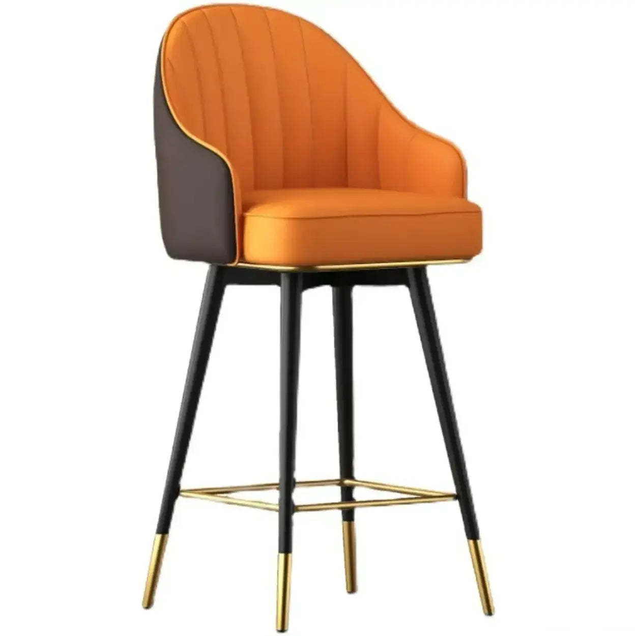 Glam Leather Bucket Arm Counter Bar Stool — Grey