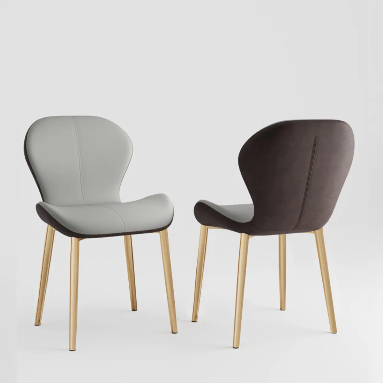 Glam Leather Ergonomic Wingback Dining Chair — Orange / Black