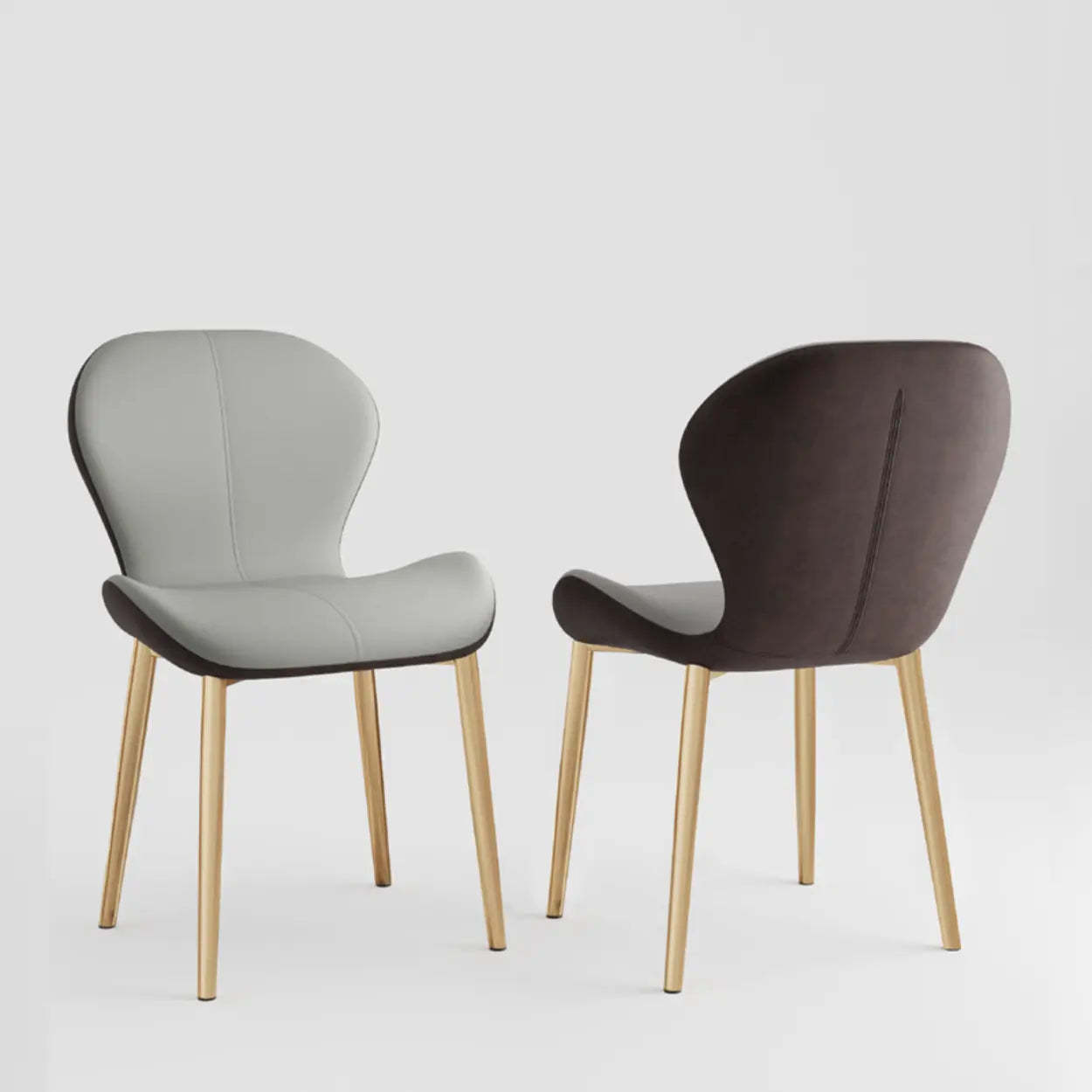 Glam Leather Ergonomic Wingback Dining Chair — Orange / Black