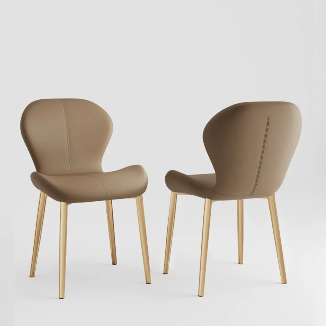 Glam Leather Ergonomic Wingback Dining Chair — Grey / Black