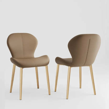 Glam Leather Ergonomic Wingback Dining Chair — Grey / Black
