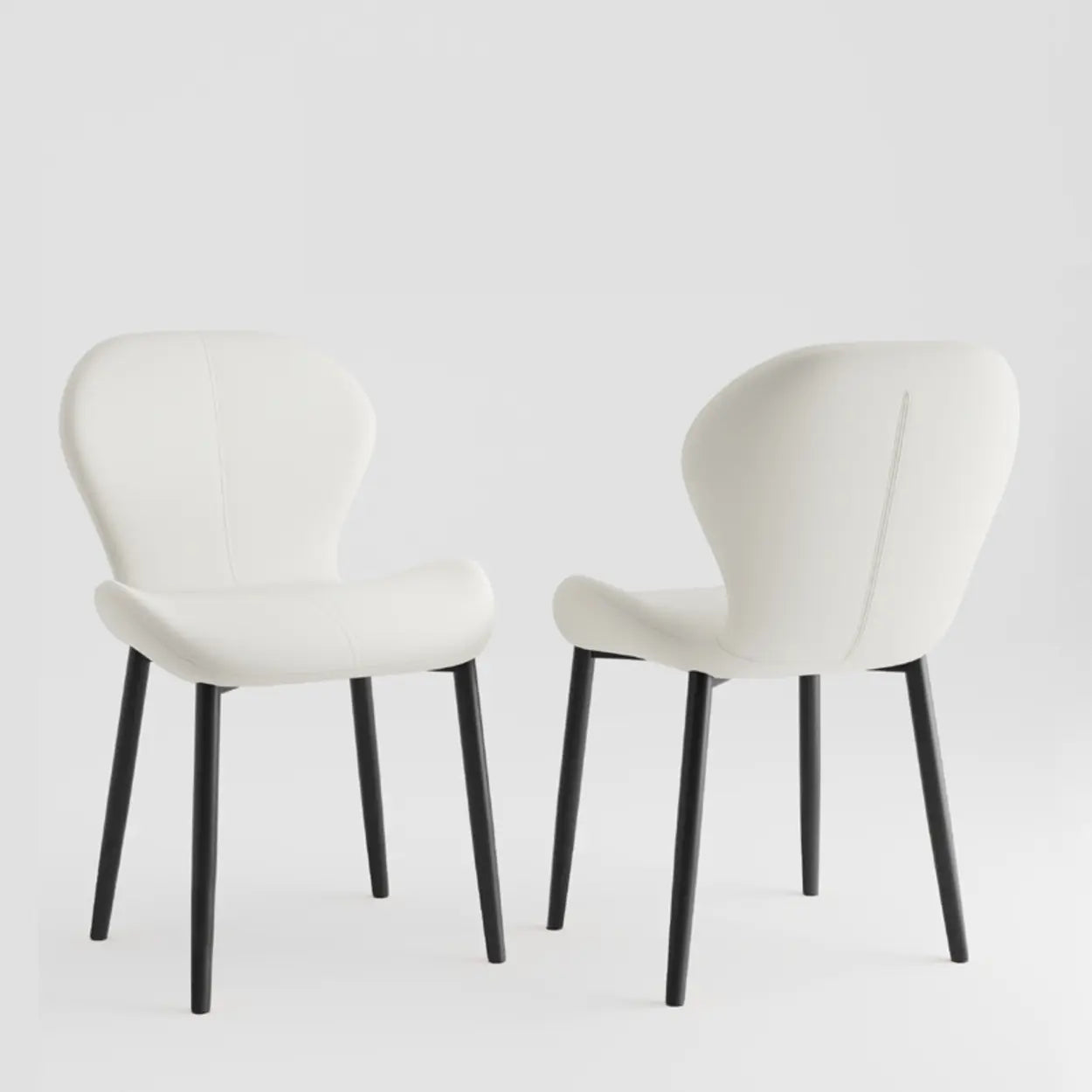 Glam Leather Ergonomic Wingback Dining Chair — Grey / Black/ Gold
