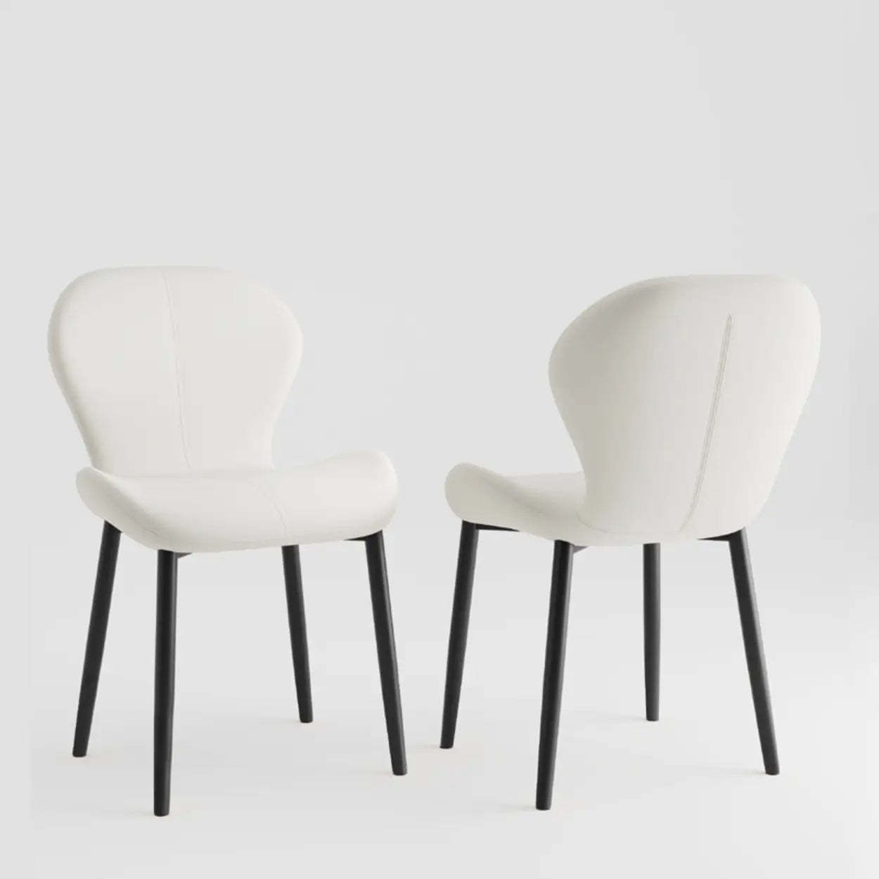 Glam Leather Ergonomic Wingback Dining Chair — Grey / Black/ Gold