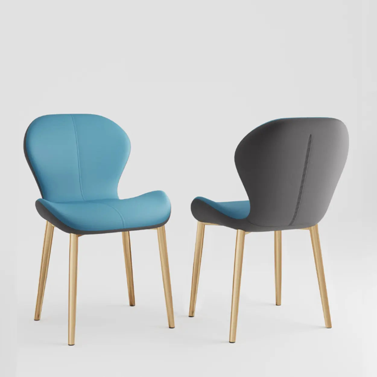 Glam Leather Ergonomic Wingback Dining Chair