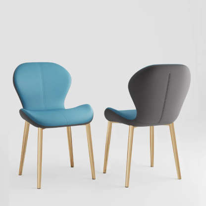 Glam Leather Ergonomic Wingback Dining Chair