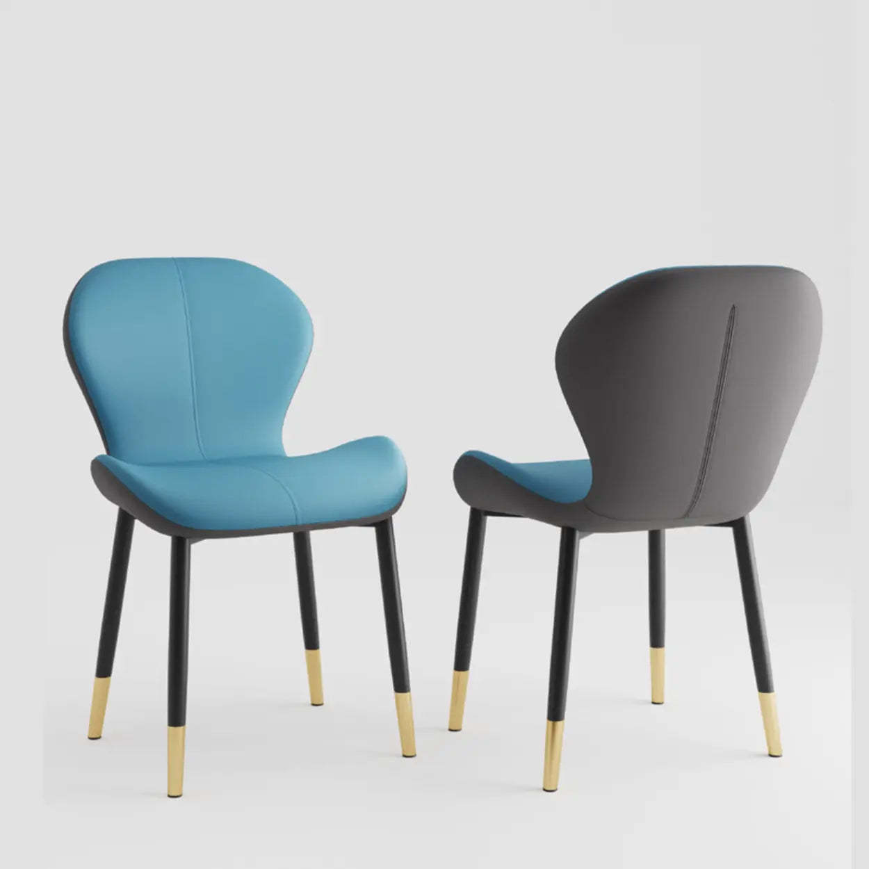 Glam Leather Ergonomic Wingback Dining Chair