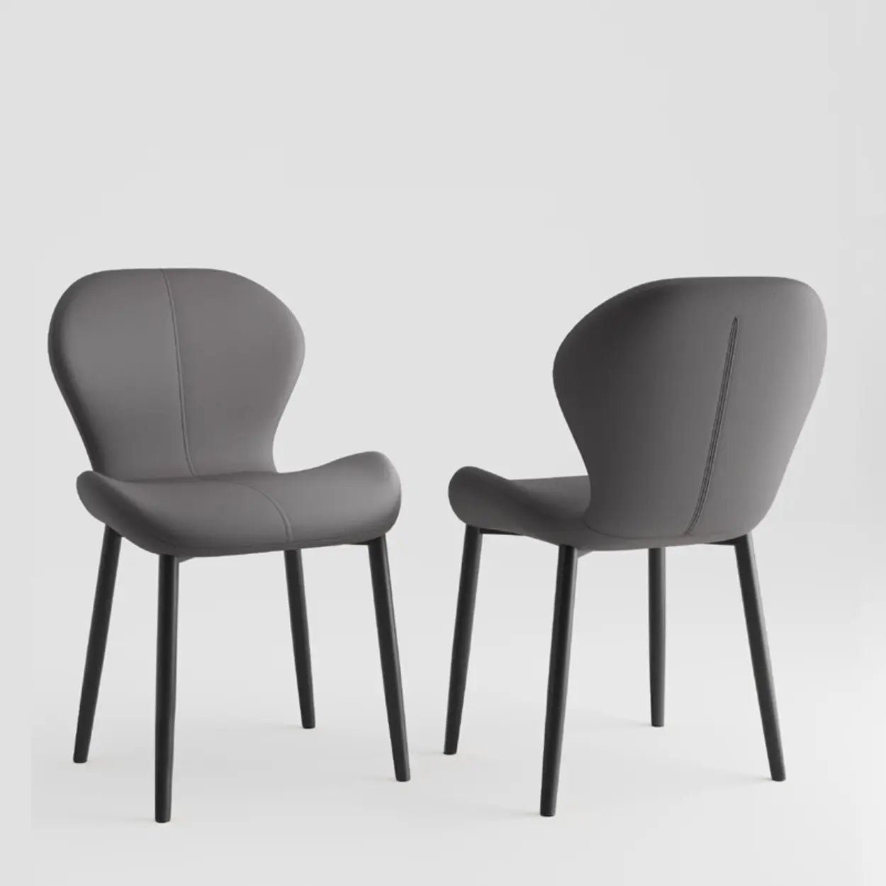 Glam Leather Ergonomic Wingback Dining Chair