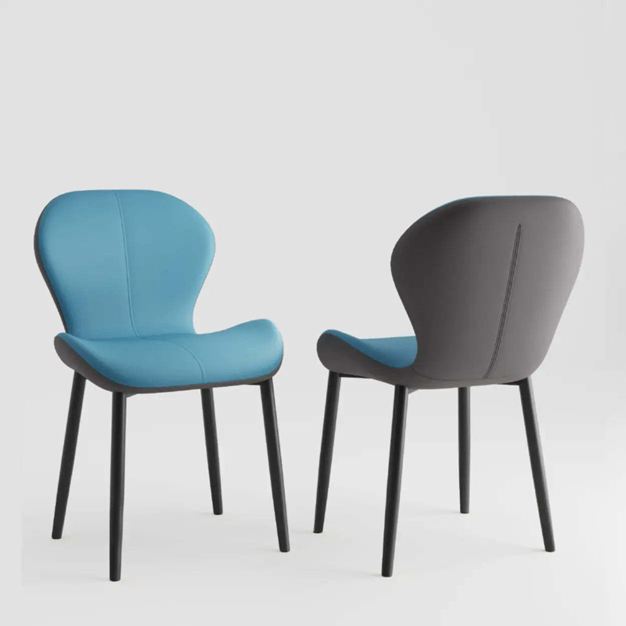 Glam Leather Ergonomic Wingback Dining Chair