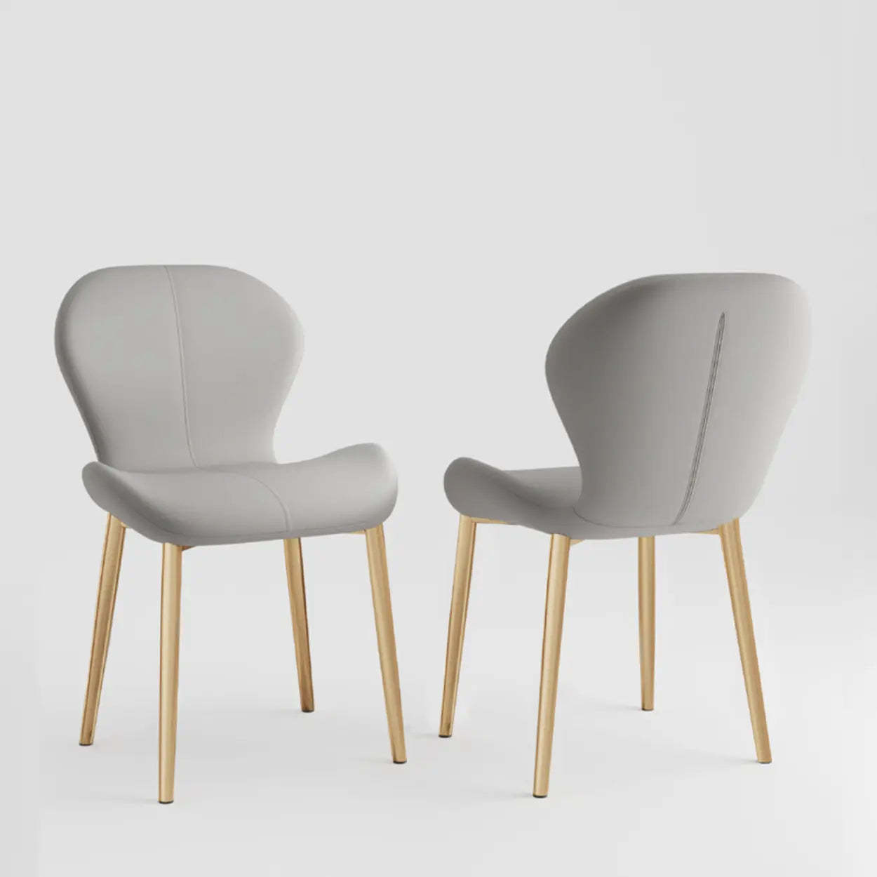 Glam Leather Ergonomic Wingback Dining Chair