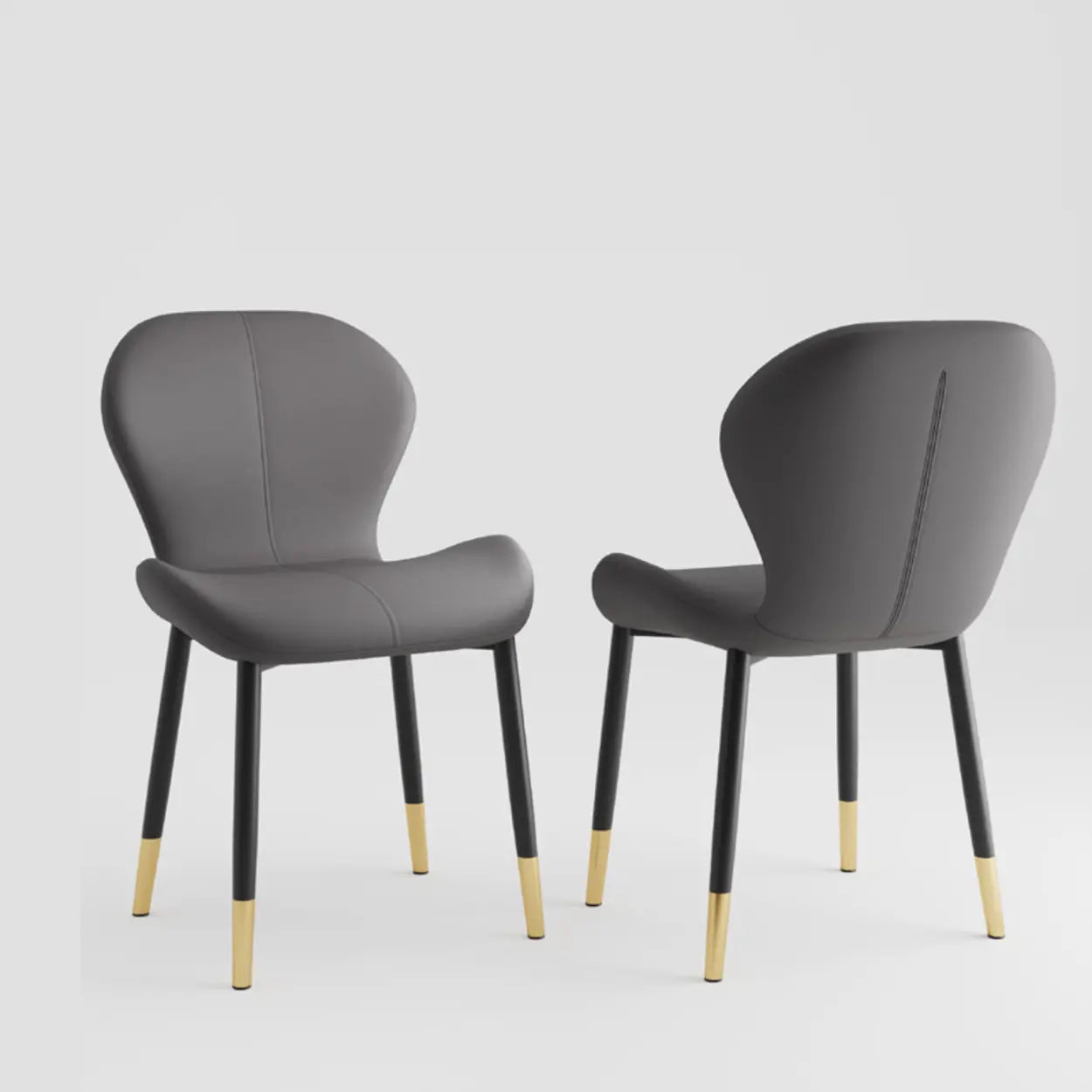 Glam Leather Ergonomic Wingback Dining Chair — Blue / Black