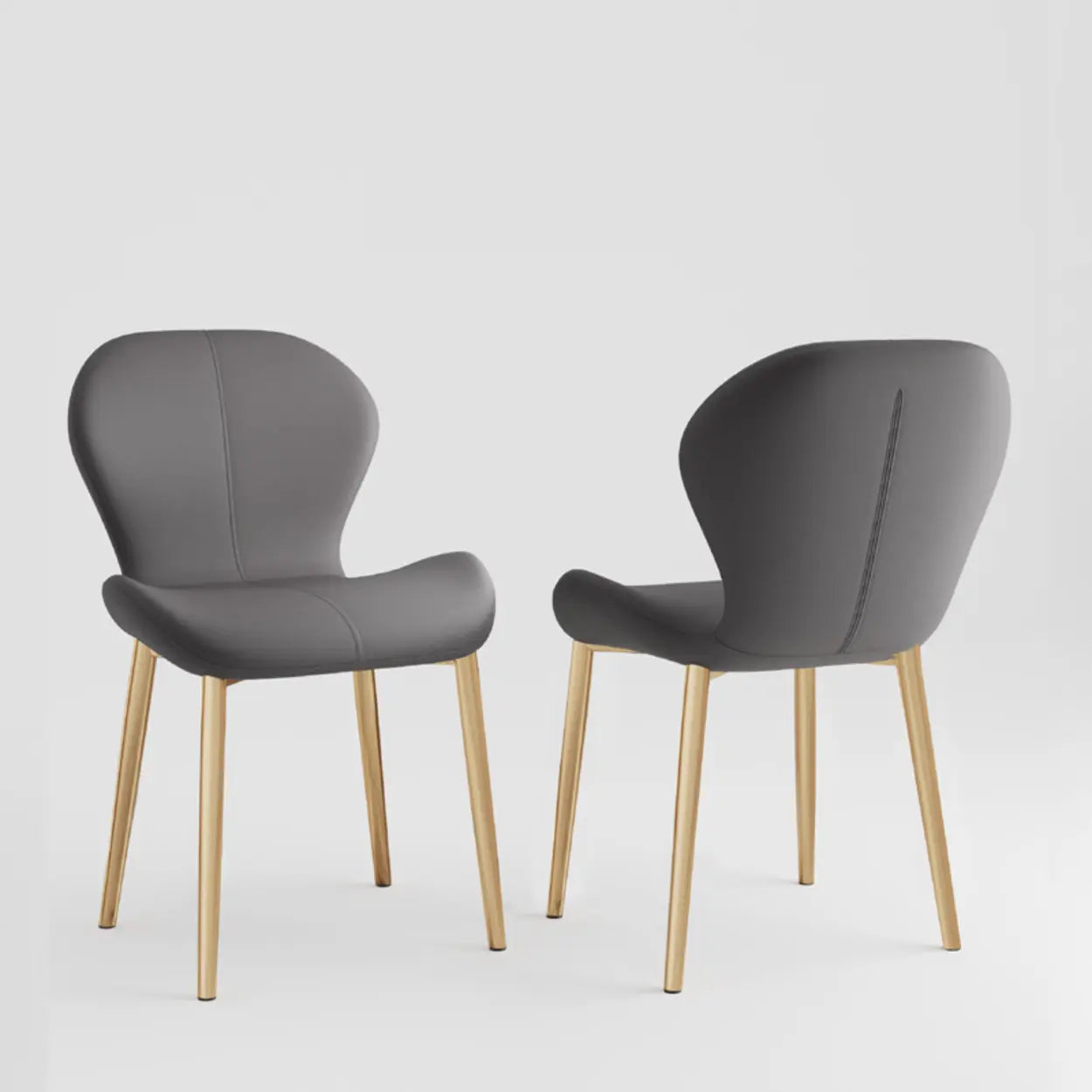 Glam Leather Ergonomic Wingback Dining Chair — Blue / Black/ Gold