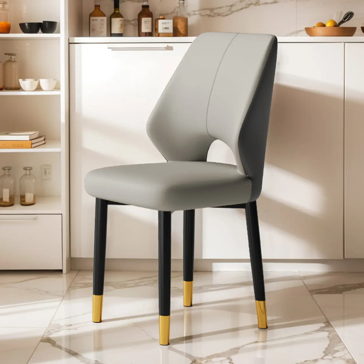 Glam Leather Open-Back Ergonomic Dining Chair