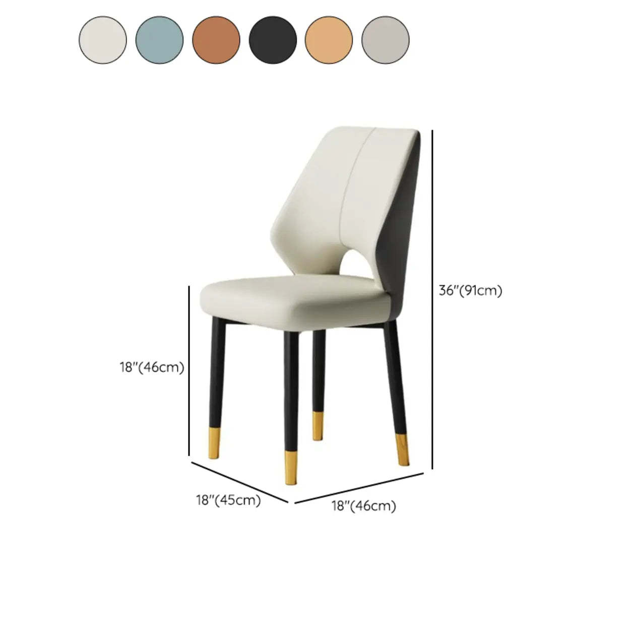 Glam Leather Open-Back Ergonomic Dining Chair