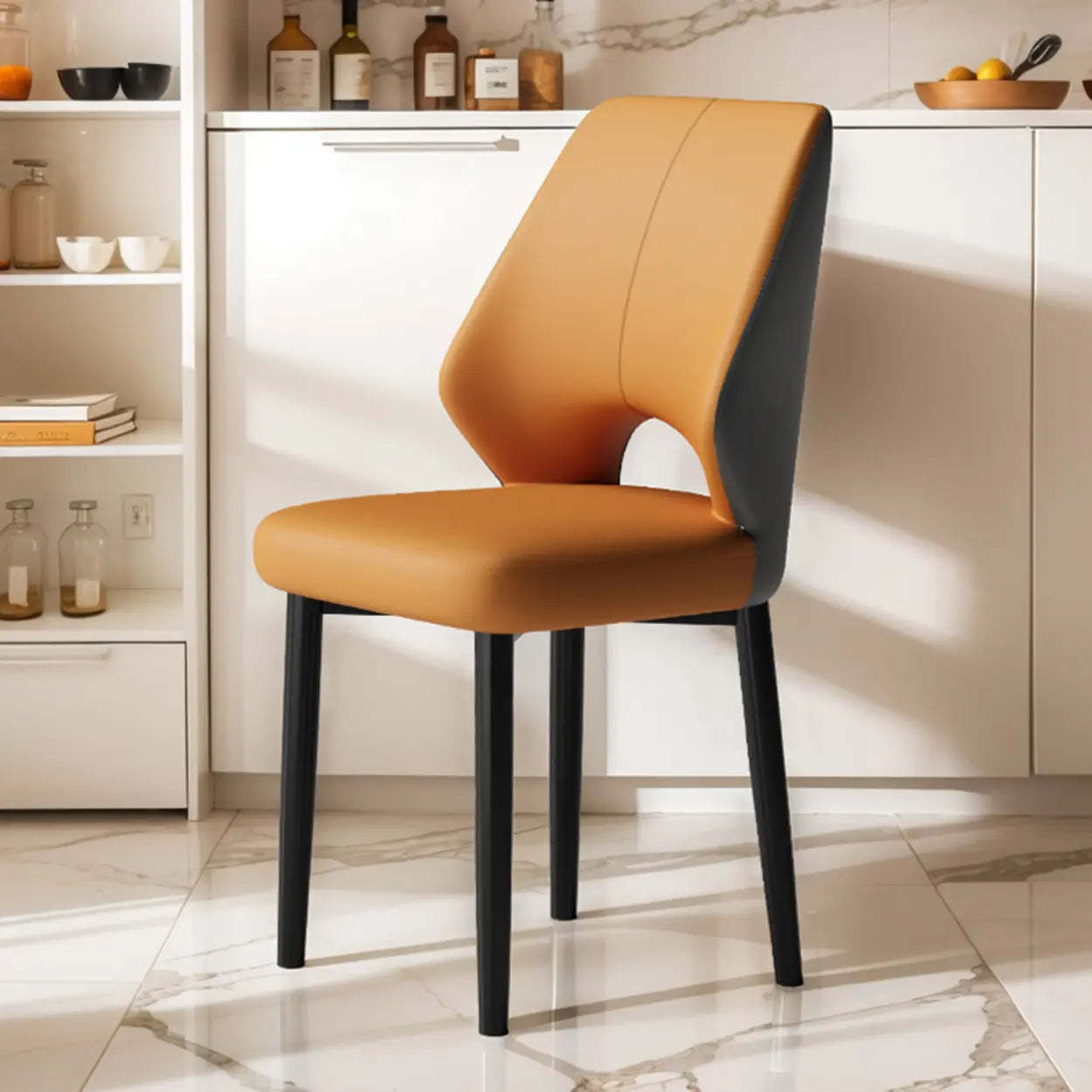 Glam Leather Open Back Dining Chair