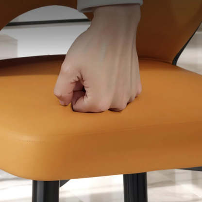 Glam Leather Open-Back Ergonomic Dining Chair — Dark Gray/ Light Gray / Black/ Gold