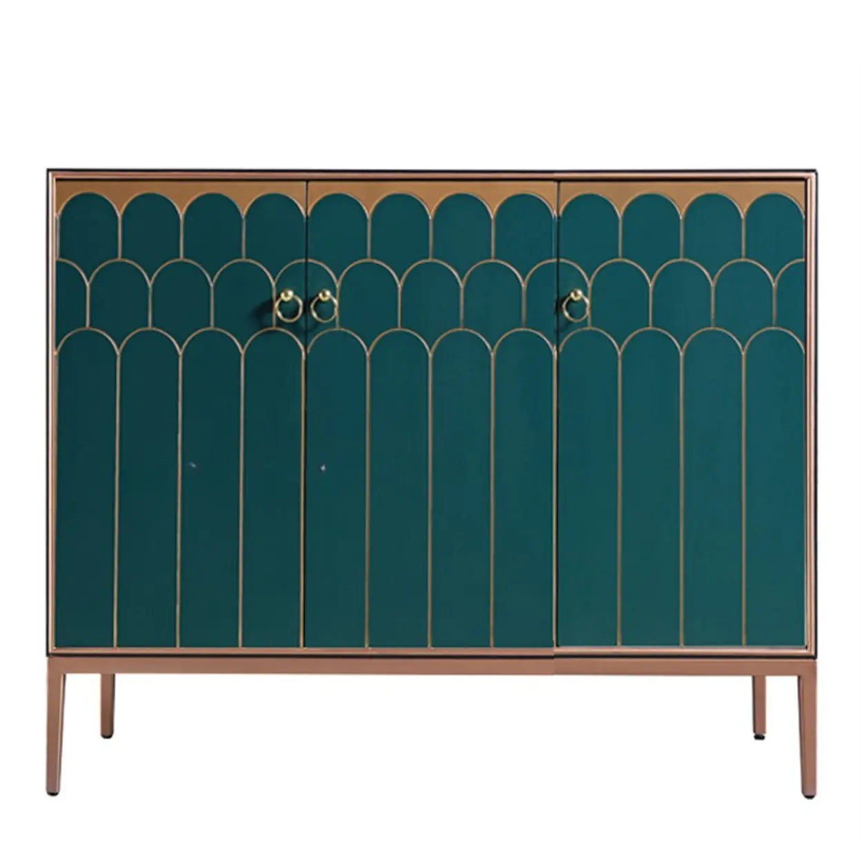 Glam Metal Leg Wood Cabinet Console Table