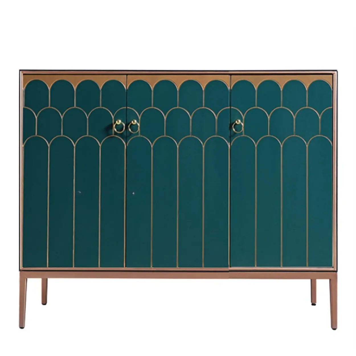 Glam Metal Leg Wood Cabinet Console Table
