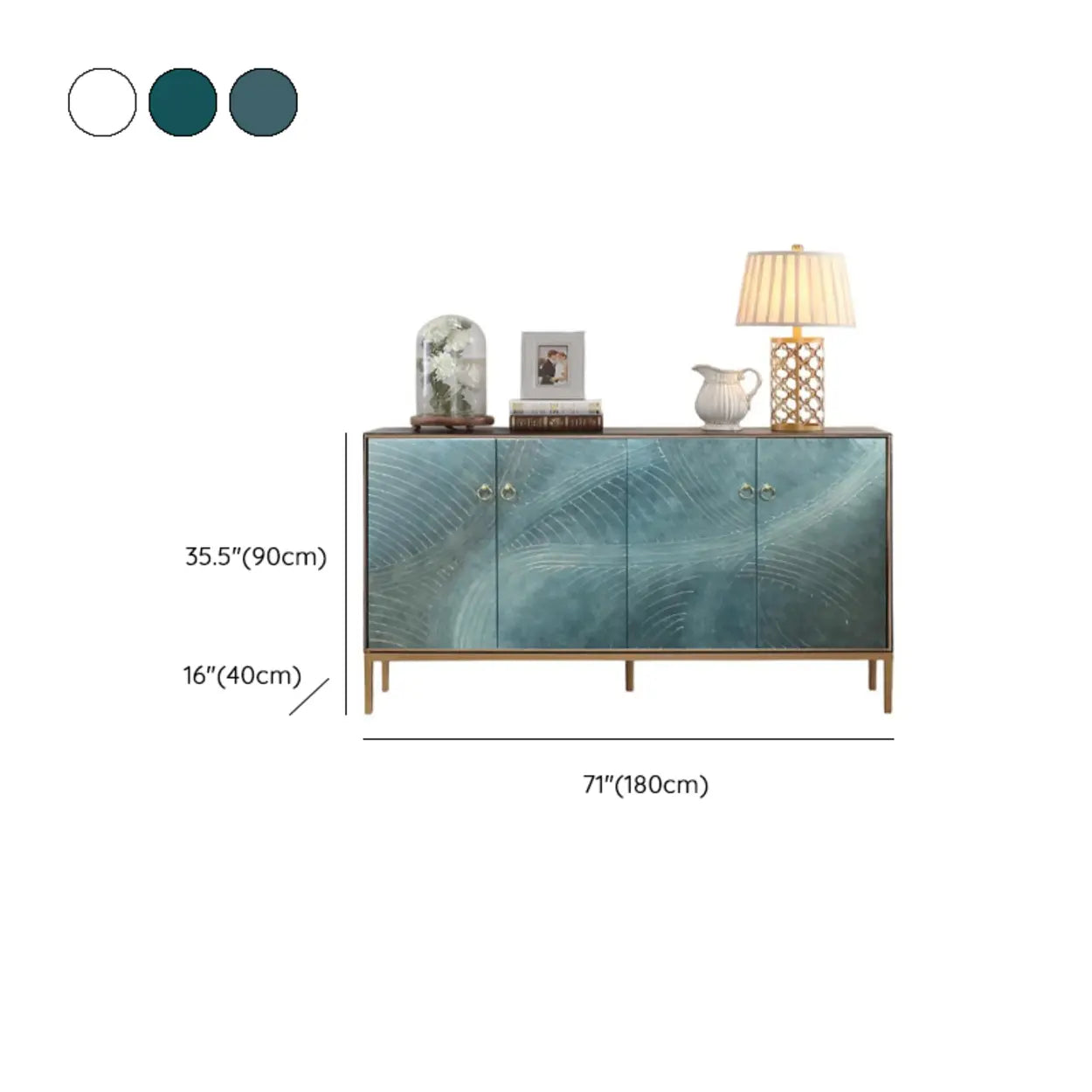 Glam Metal Leg Wood Cabinet Console Table