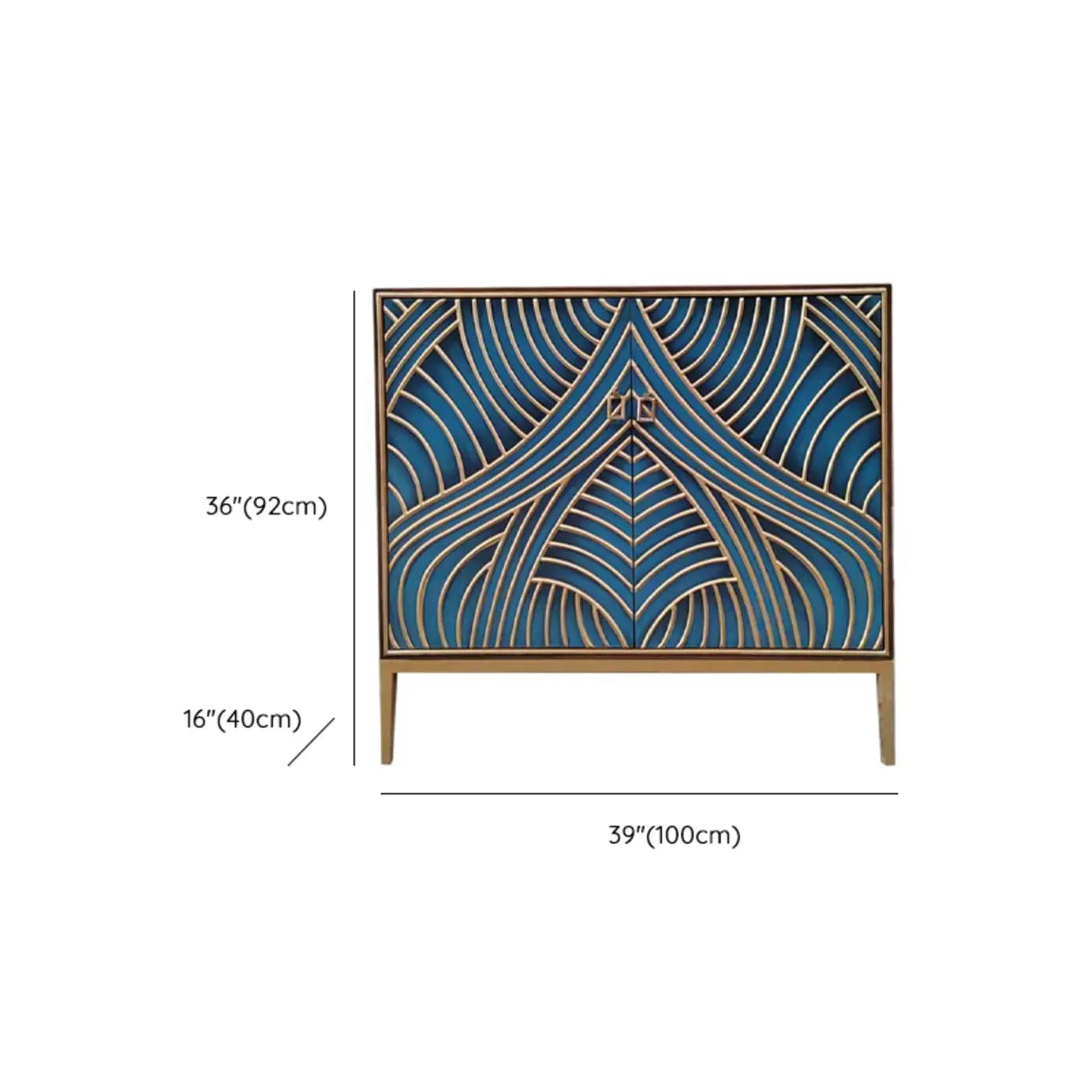 Glam Metal Leg Wood Cabinet Console Table