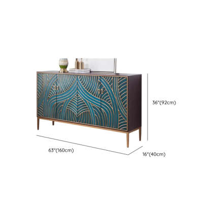 Glam Metal Leg Wood Cabinet Console Table