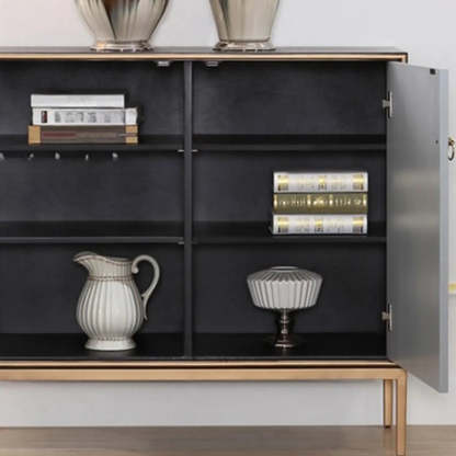 Glam Metal Leg Wood Cabinet Console Table — Blue