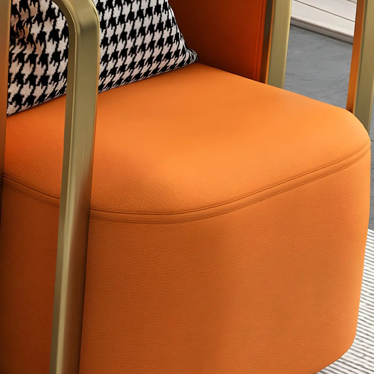 Glam Microfiber Leather Arm Chair with Pillow Back — Yellow / Leather / 1 Piece